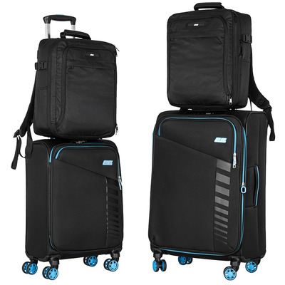 Набор чемоданов и рюкзаков 2E Trek (M+S), TSA, 4 колеса, полиэстер, черный Изображение