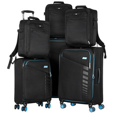 Набір валіз і рюкзаків 2E Trek (3 валізи L/M/S + 3 рюкзаки Cabin), TSA, 4 колеса, поліестер, чорний Набір валіз і рюкзаків 2E Trek (3 валізи L/M/S + 3 рюкзаки Cabin), TSA, 4 колеса, поліестер, чорний Зображення