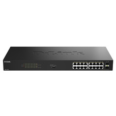 Некерований комутатор D-Link DGS-1018P 16xPoE 2xSFP 240Вт металевий корпус Зображення