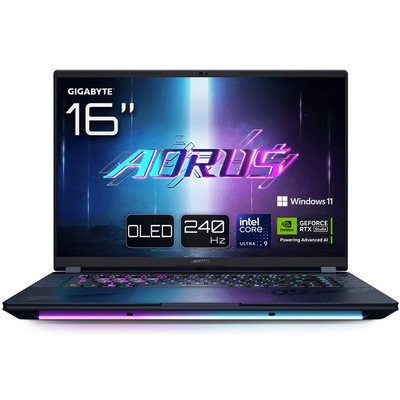 Ноутбук Gigabyte AORUS MASTER 16 BZH, Core Ultra 9, 32 ГБ, RTX 5090, OLED 240 Гц, 2 ТБ SSD, чорний Зображення