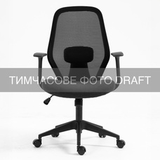 Офисное кресло 2E OC110 черный, сетчатая спинка, фиксированные подлокотники Изображение