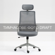 Офисное кресло 2E OC120 серое, с подголовником и поддержкой поясницы Изображение