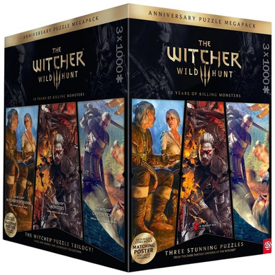 Пазли GoodLoot The Witcher 3 Wild Hunt 10 Years Of Killing Monsters Trilogy 3x1000, лімітована колекція Зображення