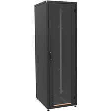 Підлогова монтажна шафа ZPAS SZB IT 42U, 600x1000 мм, 1500 кг, чорна, передні скляні двері Зображення