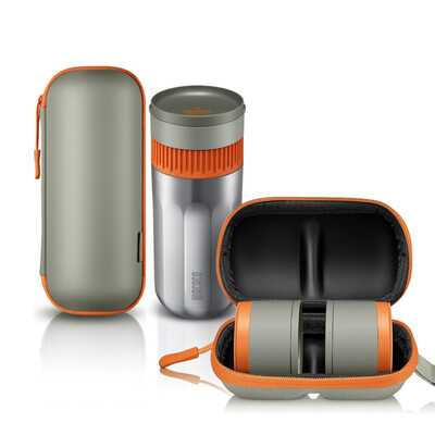 Портативная кофеварка набор Wacaco Pipamoka: кофеварка, корзины и чехол, нержавейка, 240 мл Изображение