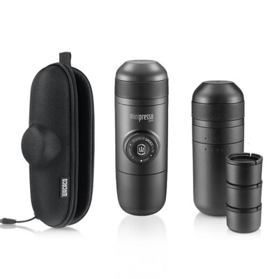 Портативная кофеварка Wacaco Minipresso GR комплект: фильтр-корзины, резервуар, чехол Изображение