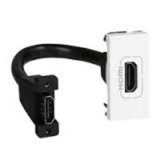 Розетка HDMI Legrand Mosaic 1 модуль зі шнуром 15 см, біла Зображення