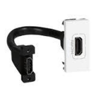 Розетка HDMI Legrand Mosaic 1 модуль с кабелем 15 см, белая Изображение