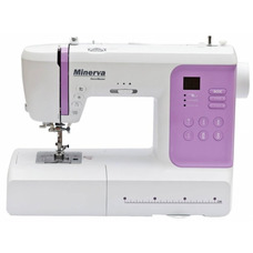 Швейная машина Minerva DecorMaster, компьютеризированная, 80 операций, LED-дисплей, бело-фиолетовая Изображение