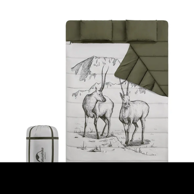 Двухместный спальный мешок Naturehike NH21MSD06 с подушками, зеленый Изображение