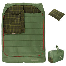 Спальний мішок Naturehike CNK2350WS019 двомісний із подушками зелений Зображення