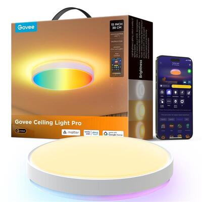 Светильник потолочный умный Govee Smart Ceiling Light Pro RGBICWW, 4300 лм, белый, 38 см, Wi-Fi/Bluetooth Изображение