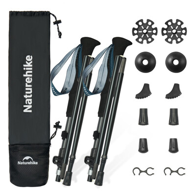 Трекінгові палиці Naturehike CNK2450DS013 Gale Pro, 5 секцій, 115-135 см, чорні Зображення