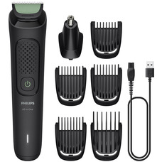 Тример Philips All-in-One Trimmer 3000 Series, 7 насадок, акумулятор, нержавіюча сталь, чорний Зображення