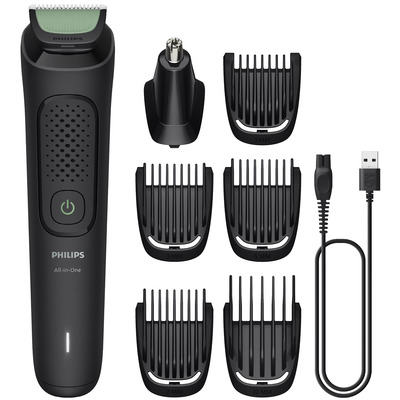 Триммер Philips All-in-One Trimmer 3000 Series, 7 насадок, аккумулятор, нержавеющая сталь, черный Изображение