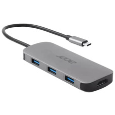 USB-C хаб Acer 7-в-1, HDMI, 3xUSB-A, Power Delivery, кардридер, серый Изображение