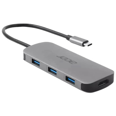 USB-C хаб Acer 7-в-1, HDMI, 3xUSB-A, Power Delivery, кардрідер, сірий Зображення