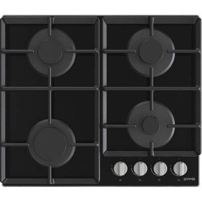 Варильна поверхня Gorenje GT641EXB газова, чавунні решітки, 60 см, чорна Зображення