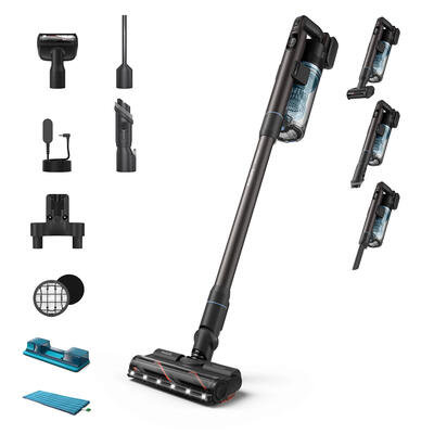 Вертикальный пылесос Philips Aqua Series 7000 беспроводной, PowerCyclone 12, 0.6 л, LED-подсветка, черно-голубой Изображение
