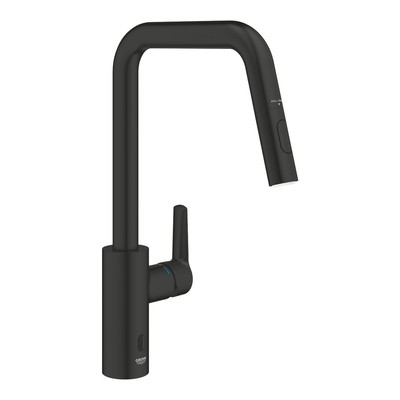 Змішувач для кухні Grohe Start 221 мм, поворотний, витяжний, сенсор, матовий чорний Змішувач для кухні Grohe Start 221 мм, поворотний, витяжний, сенсор, матовий чорний Зображення
